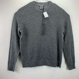 Dylan Gray Mens Plaited Crewneck Viscose Cashmere Blend Sweater Gray M